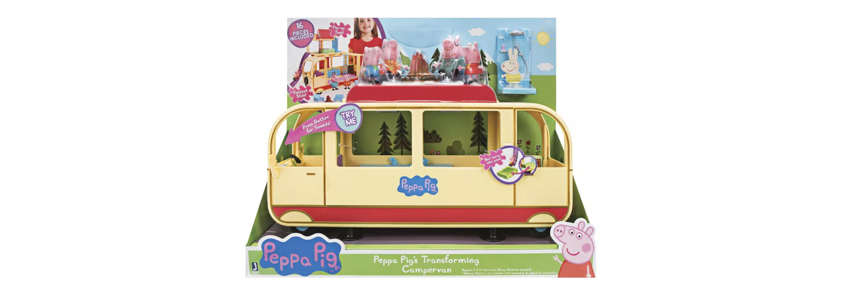 Peppa pig's transforming campervan feature playset shops