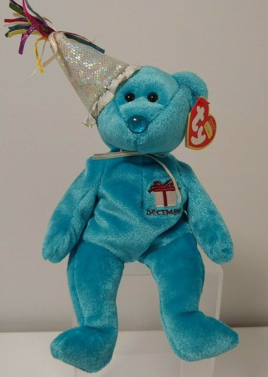 TY Beanie Babies DECEMBER BIRTHDAY Bear with Hat NEW Mint